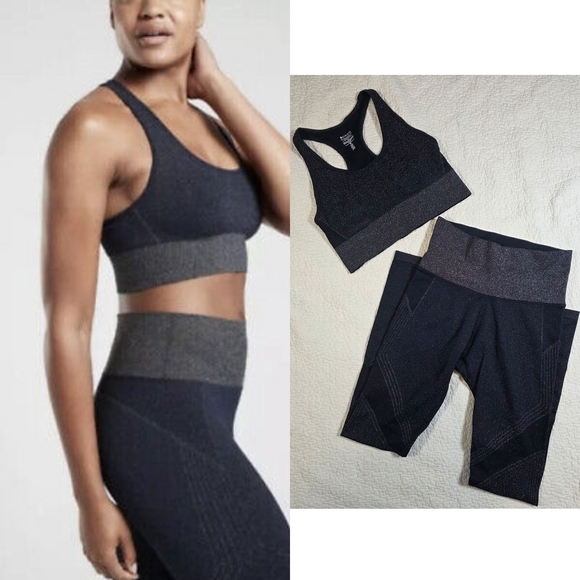 Athleta Other - Athleta Twilight Navy Sparkle Leggings Sports Bra Set RARE SOLD OUT Small/Med